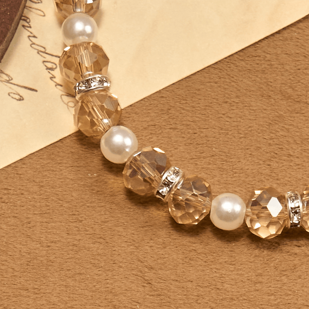 Pulsera Elástica Moderna de Cristal Transparente con Crucifijo y Medalla Milagrosa