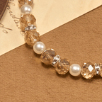 Pulsera Elástica Moderna de Cristal Transparente con Crucifijo y Medalla Milagrosa
