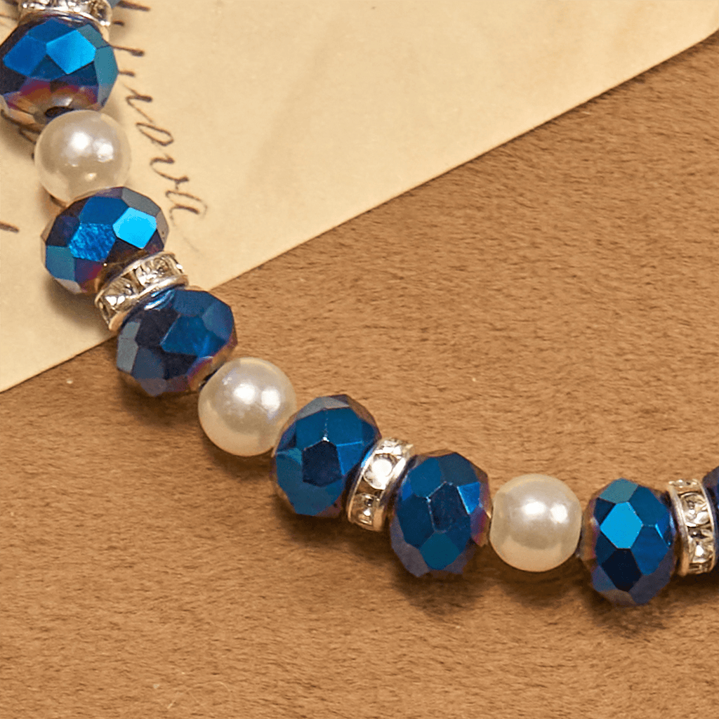 Pulsera Elástica Moderna de Cristal Transparente con Crucifijo y Medalla Milagrosa