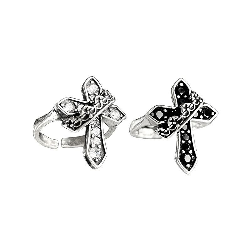 Anillo Moderno con Cruz y Corona Regia en 2 Colores: Fusión de Fe y Realeza