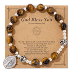 Pulsera Elástica de Gemas Multicolor con Medalla Milagrosa: Conexión Espiritual Única