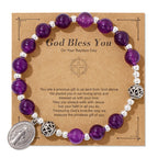 Pulsera Elástica de Gemas Multicolor con Medalla Milagrosa: Conexión Espiritual Única