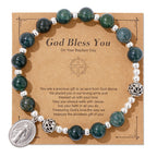 Pulsera Elástica de Gemas Multicolor con Medalla Milagrosa: Conexión Espiritual Única