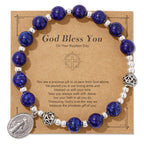 Pulsera Elástica de Gemas Multicolor con Medalla Milagrosa: Conexión Espiritual Única