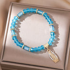 Pulsera Romántica de Cristal Transparente Multicolor con Medalla Milagrosa Dorada