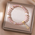 Pulsera Romántica de Cristal Transparente Multicolor con Medalla Milagrosa Dorada