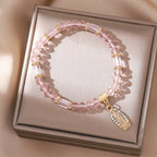 Pulsera Romántica de Cristal Transparente Multicolor con Medalla Milagrosa Dorada