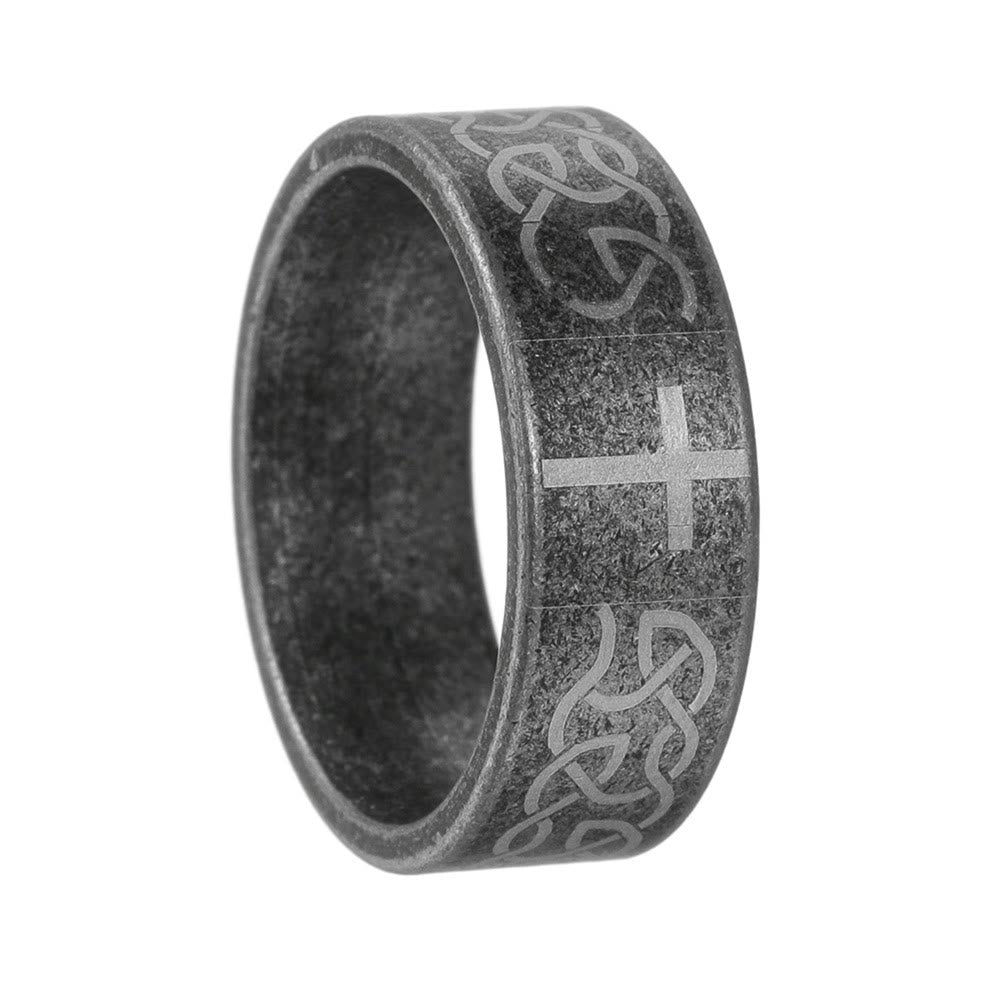 Anillo Artesanal Envejecido de Plata 925 con Nudo Celta y Cruz: Expresión de Identidad de Fe