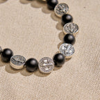 Pulsera de Ágata Negra Natural con Medalla de San Benito y Dije de la Virgen María: Arte de Fe Divina