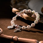 Pulsera Elástica de Cerámica Floral Multicolor con Medalla Milagrosa y Crucifijo