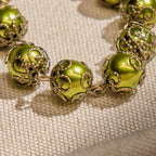 Pulsera de Cuentas Verdigris Mate con Medalla de San Benito de Bronce y Crucifijo
