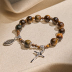 Pulsera Rosario de Una Decena de Ojo de Tigre Amarillo de 10 mm
