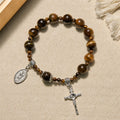 Pulsera Rosario de Una Decena de Ojo de Tigre Amarillo de 10 mm