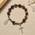 Pulsera Rosario de Una Decena de Ojo de Tigre Amarillo de 10 mm