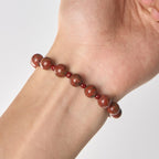 Pulsera Rosario de Una Decena de Piedra Sésamo Roja de 8 mm con Medalla Milagrosa y Cruz