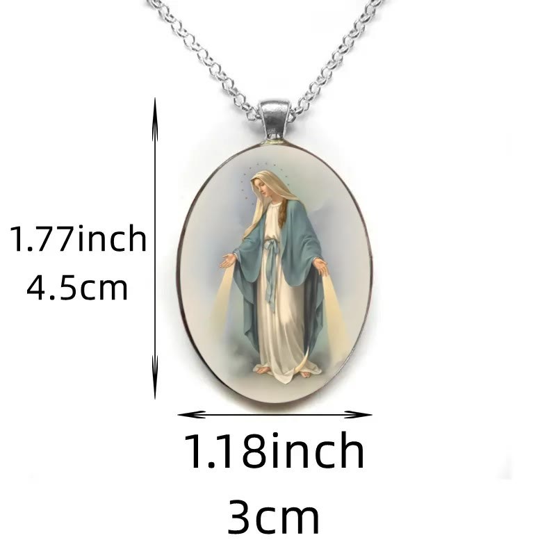 Collar con Medalla Milagrosa y Dije Bendecido "Reza a la Virgen María"