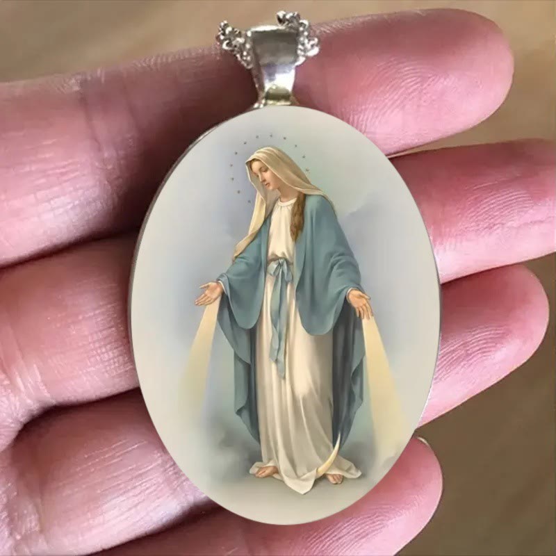 Collar con Medalla Milagrosa y Dije Bendecido "Reza a la Virgen María"