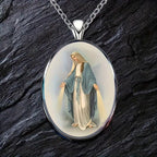 Collar con Medalla Milagrosa y Dije Bendecido "Reza a la Virgen María"