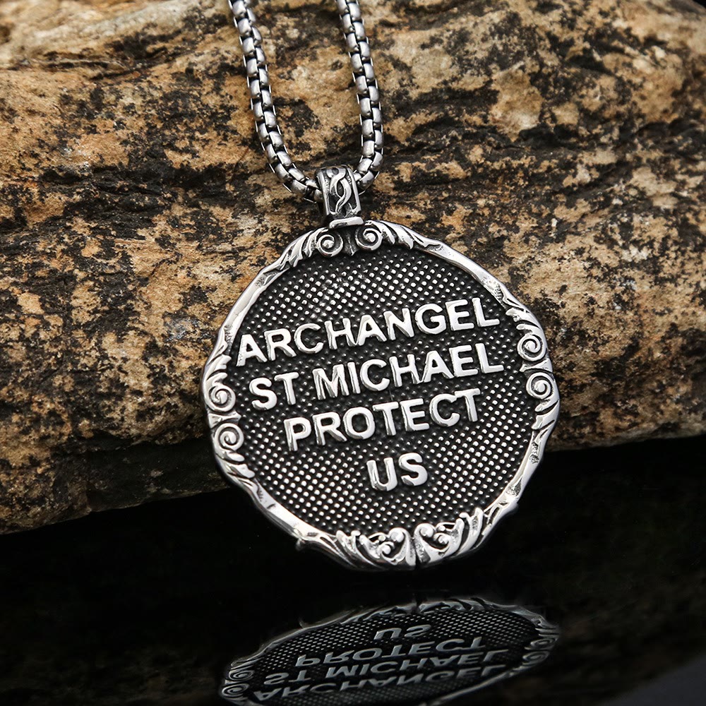 Collar Amuleto con Dije "San Miguel Arcángel Protégenos"