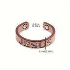 Anillo Ajustable de Cobre con Símbolo Minimalista de Jesús: Señal Distintiva de Fe