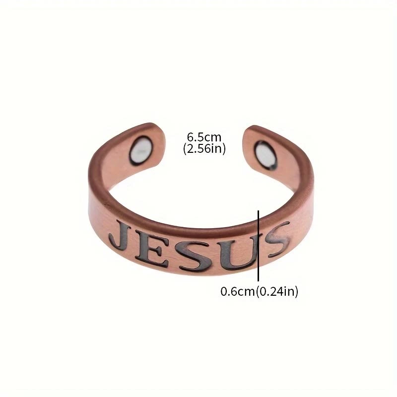 Anillo Ajustable de Cobre con Símbolo Minimalista de Jesús: Señal Distintiva de Fe