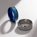 Anillo Tricolor de 8 mm con Versículo Santo y Motivo de Cruz Estilo Minimalista