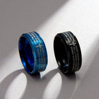 Anillo Tricolor de 8 mm con Versículo Santo y Motivo de Cruz Estilo Minimalista