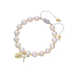 FE EN ORACIÓN: Pulsera Blanca Elegante con Medalla Milagrosa y Tarjeta de Versículo
