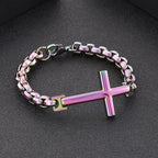 Pulsera de Cruz Minimalista Multicolor de Líneas Limpias y Alma Fiel