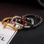 Pulsera de Cruz Minimalista Multicolor de Líneas Limpias y Alma Fiel