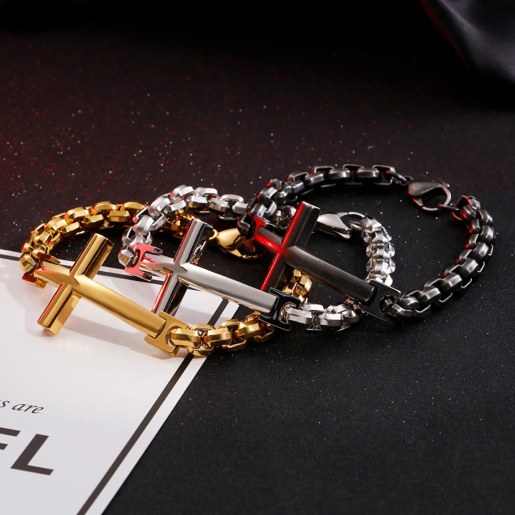 Pulsera de Cruz Minimalista Multicolor de Líneas Limpias y Alma Fiel