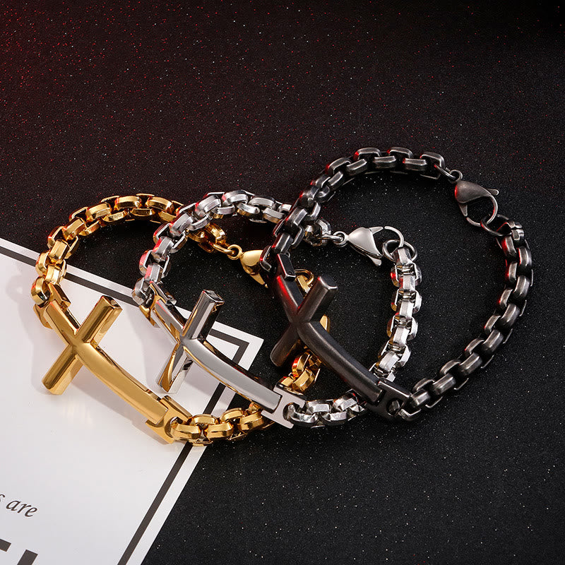 Pulsera de Cruz Minimalista Multicolor de Líneas Limpias y Alma Fiel