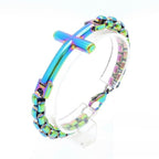 Pulsera de Cruz Minimalista Multicolor de Líneas Limpias y Alma Fiel
