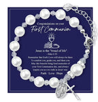 FE EN ORACIÓN: Pulsera de Regalo de Primera Comunión con Cruz y Tarjeta de Bendición