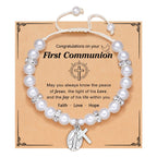 FE EN ORACIÓN: Pulsera de Regalo de Primera Comunión con Cruz y Tarjeta de Bendición