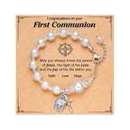 FE EN ORACIÓN: Pulsera de Regalo de Primera Comunión con Cruz y Tarjeta de Bendición