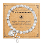 FE EN ORACIÓN: Pulsera de Regalo de Primera Comunión con Cruz y Tarjeta de Bendición