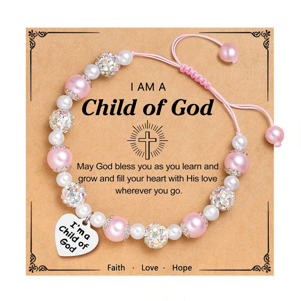 FE EN ORACIÓN: Pulsera Grabada "Hija de Dios" con Tarjeta de Fe para Mujer y Hombre