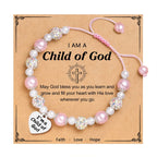 FE EN ORACIÓN: Pulsera Grabada "Hija de Dios" con Tarjeta de Fe para Mujer y Hombre