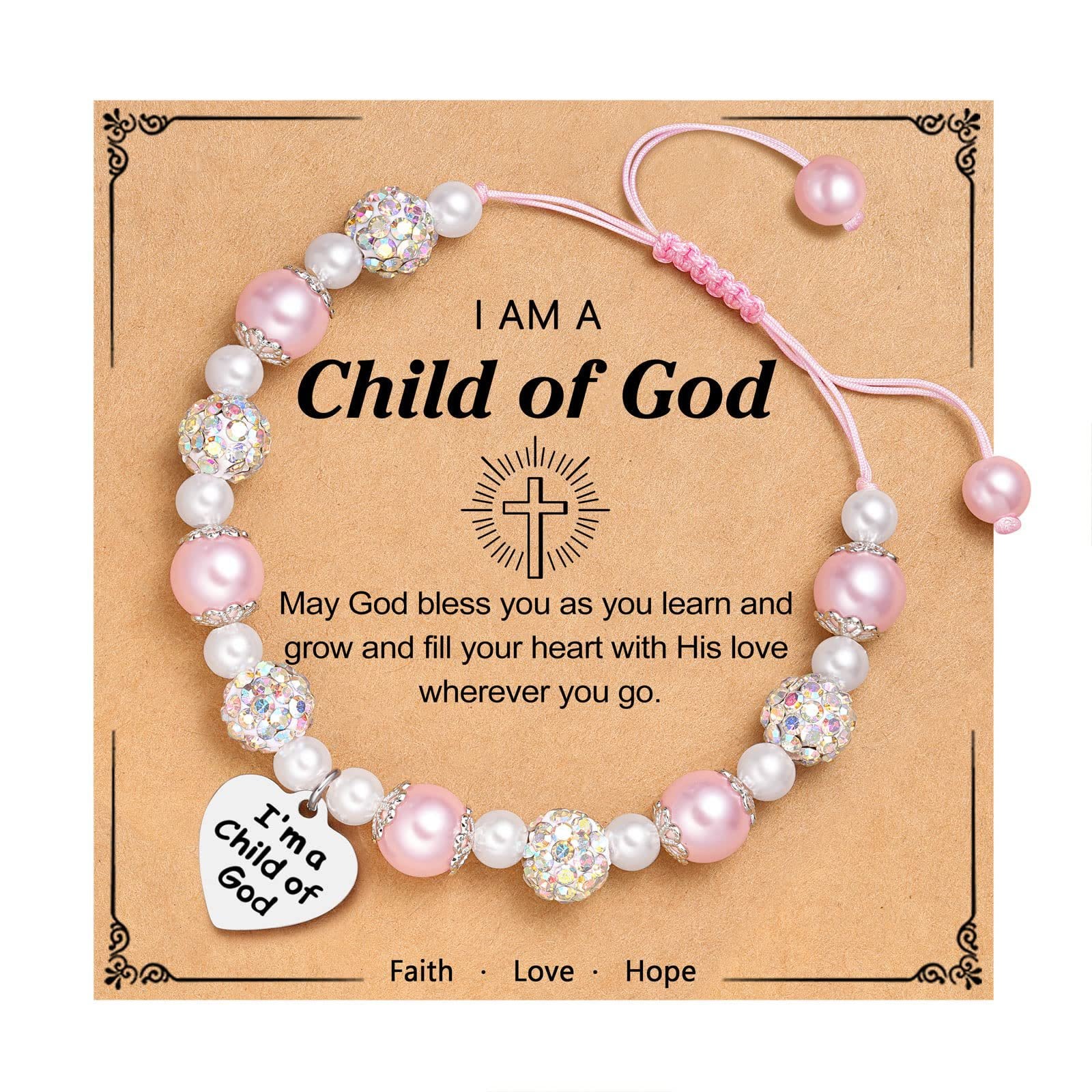 FE EN ORACIÓN: Pulsera Grabada "Hija de Dios" con Tarjeta de Fe para Mujer y Hombre