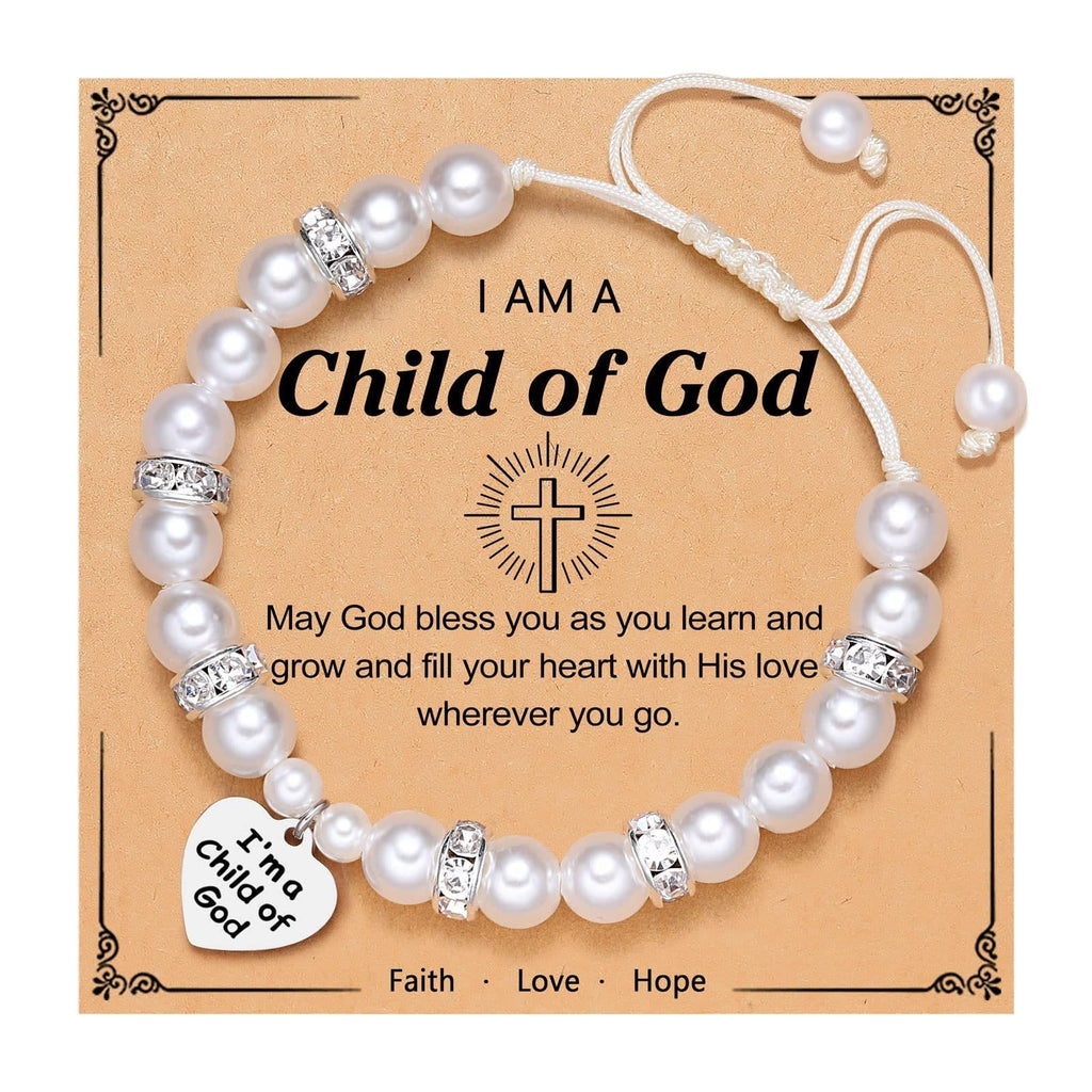 FE EN ORACIÓN: Pulsera Grabada "Hija de Dios" con Tarjeta de Fe para Mujer y Hombre