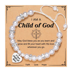 FE EN ORACIÓN: Pulsera Grabada "Hija de Dios" con Tarjeta de Fe para Mujer y Hombre