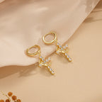 Collar y Aretes de Cruz Coronada en Fe, Estilo Moderno
