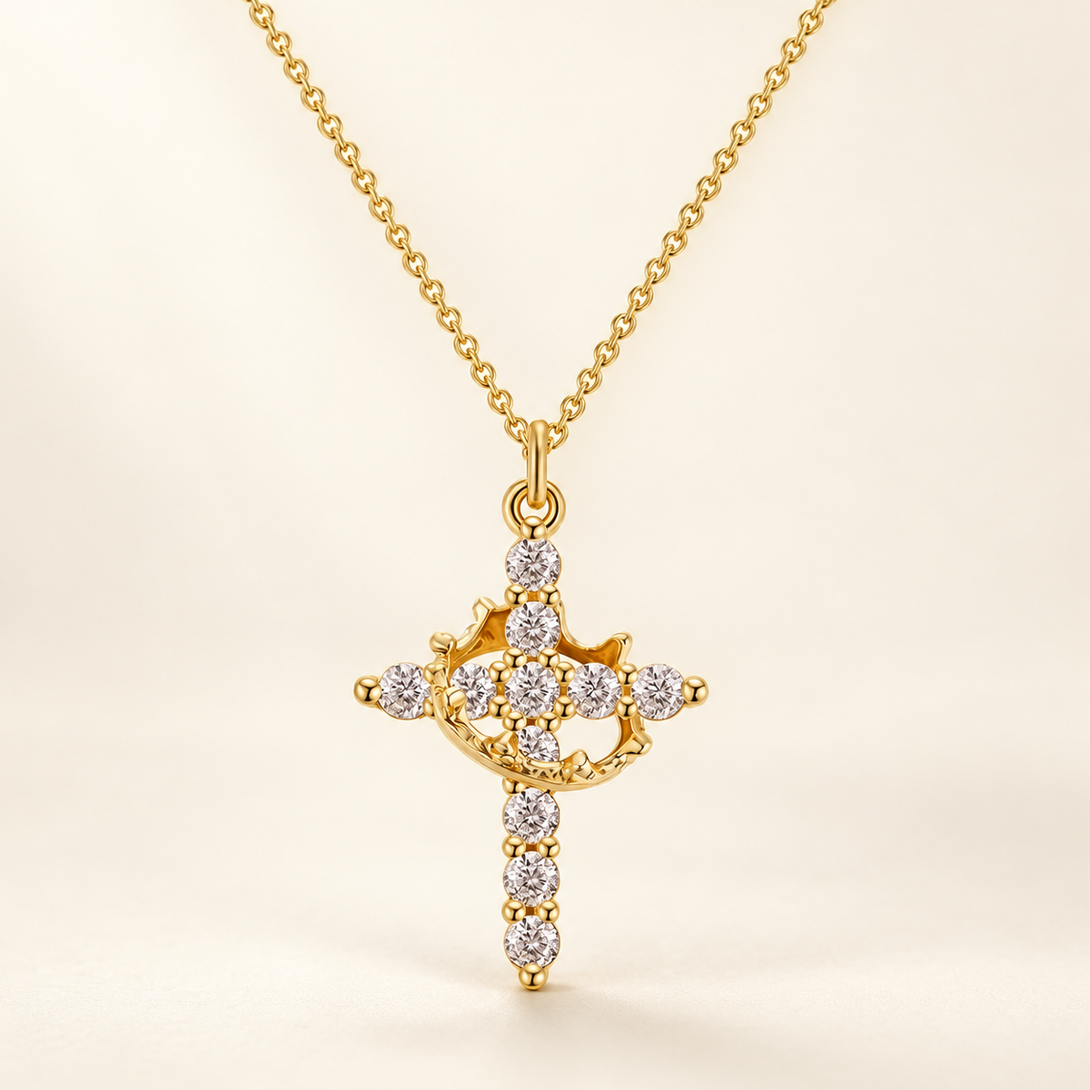 Modern Crowned in Faith Cross Necklace, Earrings