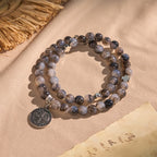 Pulsera Rosario de Cuentas Degradadas Gris y Negro con San Benito: Escudo de Fe