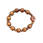 Pulsera de Fe Clásica de Madera Café con Crucifijo INRI