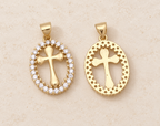 Elegant Oval Cross Necklace with Crystal Halo