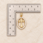 Elegant Oval Cross Necklace with Crystal Halo