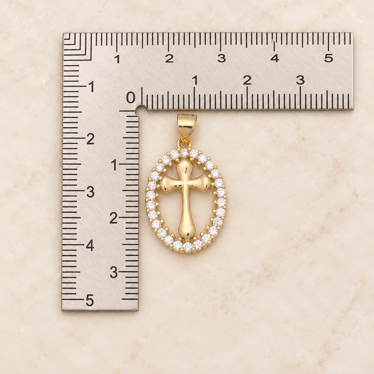 Elegant Oval Cross Necklace with Crystal Halo