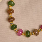 Pulsera de Cuentas Ábaco de Turmalina con Cruz y Medalla Milagrosa